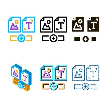 Web side image and text minimal icon vector outline Stock Illustration