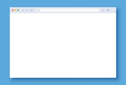 Web Simple Browser window white, blue background, flat Stockillustratie