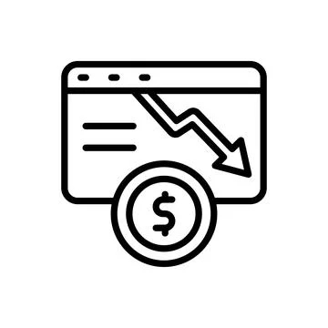 Web site arrow coin dollar icon. Simple line, outline vector elements of Stock Illustration