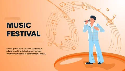 Web site banner template with live music festival Stock Illustration