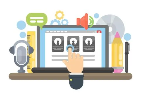 Web site building. Illustrazione stock