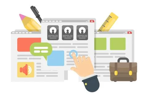 Web site building. Illustrazione stock