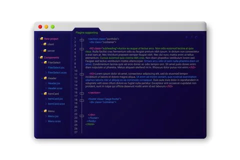 Web site with coding template Illustration