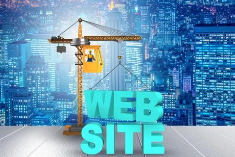 Web site construction concept with crane and letters Stockillustratie