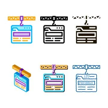 Web site construction icon vector outline stylized Illustration