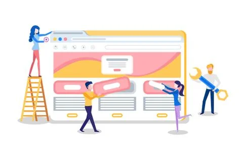 Web Site Creation, Browser Tab and Online Page イラスト素材