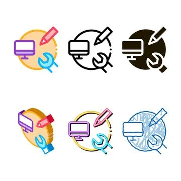 Web site creature and mix repair icon vector outline イラスト素材