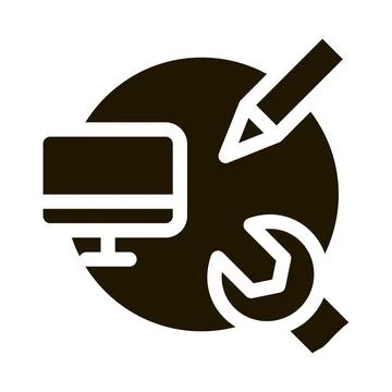 Web site creature and repair icon Vector Glyph Illustration Illustration