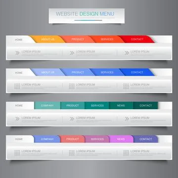 Web site design menu navigation elements with icons set: Navigation menu bars イラスト素材