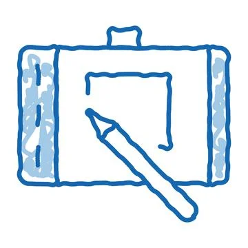 Web site design on tablet doodle icon hand drawn illustration Stockillustratie