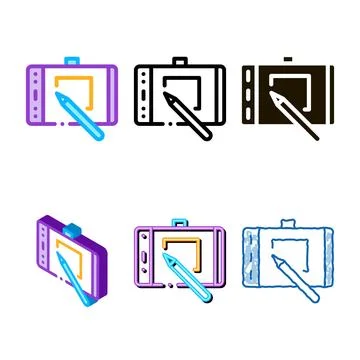 Web site design on tablet edition icon vector outline イラスト素材