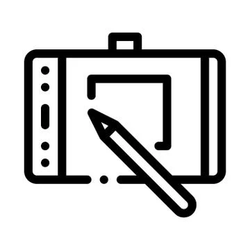 Web site design on tablet icon vector outline illustration Illustrazione stock