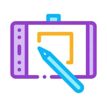 Web site design on tablet icon vector outline illustration Stockillustratie