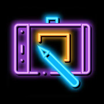 Web site design on tablet neon glow icon illustration Stockillustratie