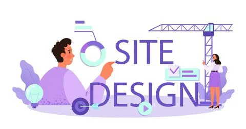 Web site design typographic header. Presenting content Illustrazione stock