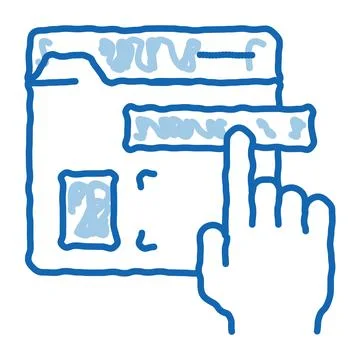 Web site elements dragging doodle icon hand drawn illustration Illustrazione stock