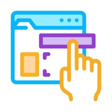 Web site elements dragging icon vector outline illustration 库存插图