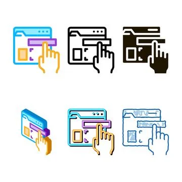 Web site elements dragging icon styleset vector outline Stock Illustration