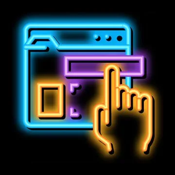 Web site elements dragging neon glow icon illustration 库存插图