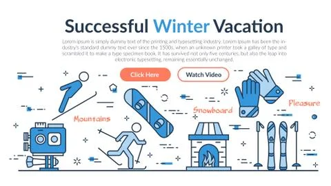 Web site header - Successful Winter Vacation イラスト素材