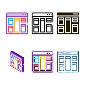 Web site layout icon concepts vector outline Illustrazione stock