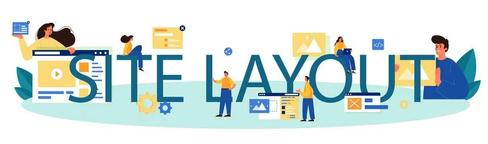 Web site layout typographic header. Web development, mobile app Stock Illustration