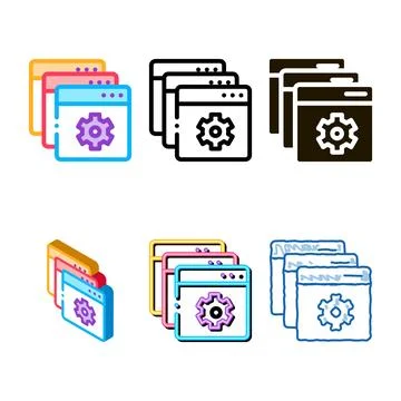Web site minimal settings icon vector outline Illustrazione stock