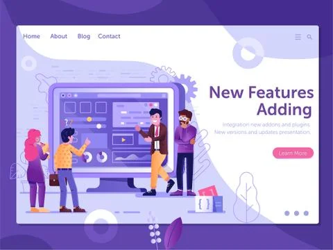 Web Site New Features Presentation Flat Concept 스톡 일러스트