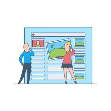 Web site or application design development - flat cartoon vector illustration. Stockillustratie