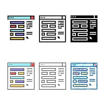Web site planning color multistyle icon vector Stock Illustration