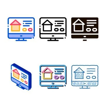 Web site for search estate vector thin line range icon イラスト素材