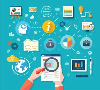 Web site seo analytics charts on screen of pc Stock Illustration