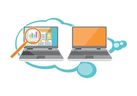 Web site seo analytics charts on screen of pc Stockillustratie