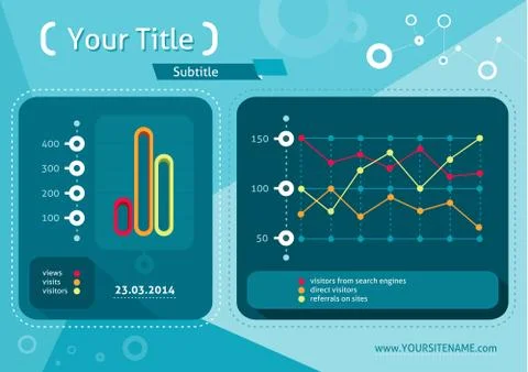 Web site seo analytics charts on screen of PC Stock Illustration