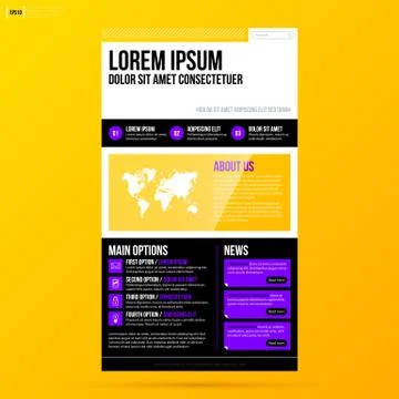 Web site template on bright yellow background. EPS10 Stock Illustration