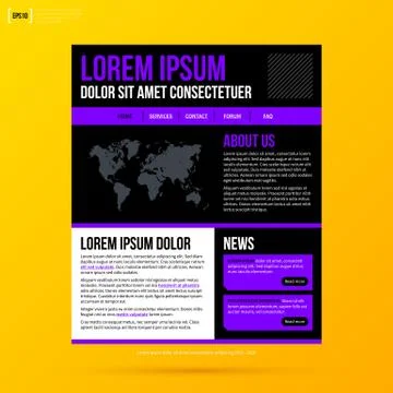 Web site template on bright yellow background. EPS10 Stock Illustration