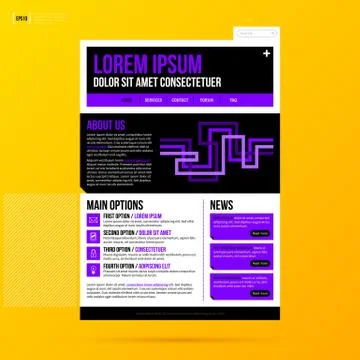 Web site template on bright yellow background. EPS10 Stock Illustration
