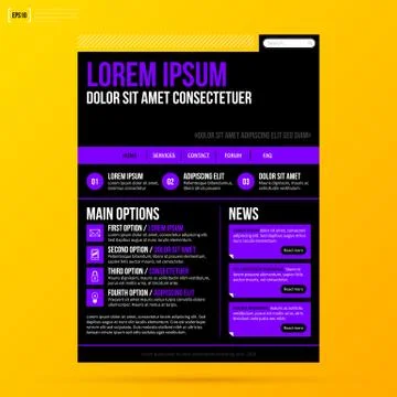 Web site template on bright yellow background. EPS10 Stock Illustration