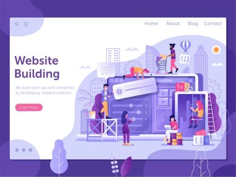 Web Site Under Construction Page Banner Template 스톡 일러스트