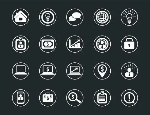 Web site vector icons set. Communication Internet icon collection. Stock Illustration
