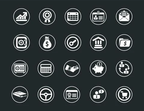 Web site vector icons set. Communication Internet icon collection. Stock Illustration