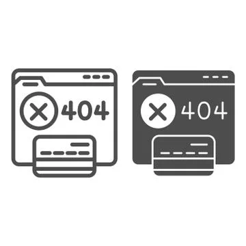 Web site without access and credit card line and solid icon, Payment problem Stock Illustration