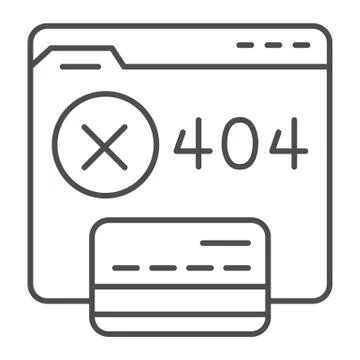 Web site without access and credit card thin line icon, Payment problem concept Stock Illustration
