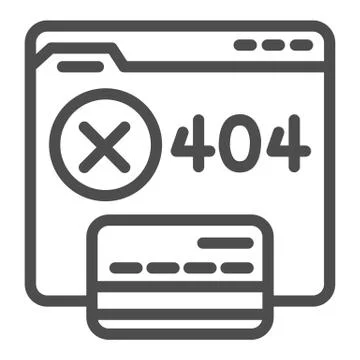 Web site without access and credit card line icon, Payment problem concept Stock Illustration