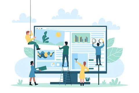 Web software and application, technology of user interface creation by tiny 스톡 일러스트