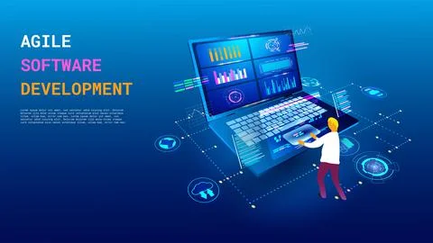 Web software, api data program. Java code language, 3d network technology Illustrazione stock