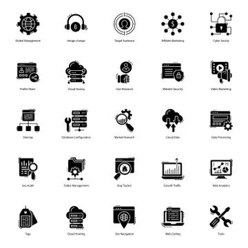 Web Solid Icons Pack Stock Illustration