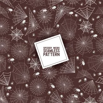 Web spider seamless pattern vector spidery halloween background spiderweb cobweb Stock Illustration