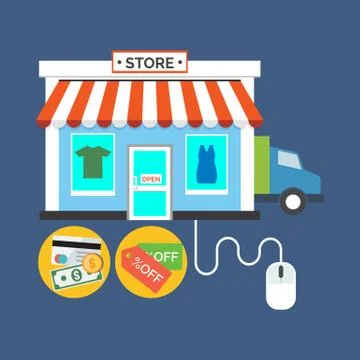 Web store, Online shop concept. Flat design stylish. Stock Illustration