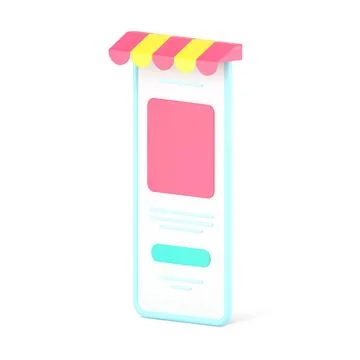 Web store in smartphone application 3d icon. Digital gadget with colored ca.. Stock Illustration